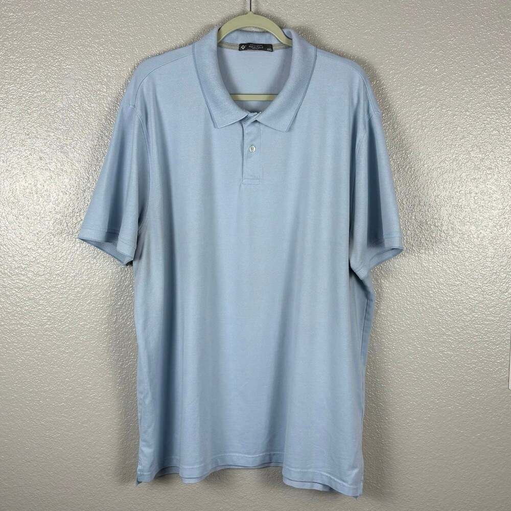 XXL Pique Polo Light Blue Men’s Short Sleeve Collared Shirt Stretch Cotton Top